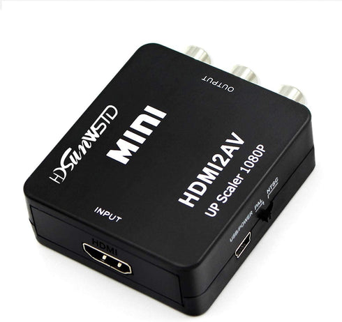 HDMI to RCA 1080P HDMI to AV 3RCA CVBs Composite Video Audio Converter Adapter Supporting PAL/NTSC with USB Charge Cable-Black...