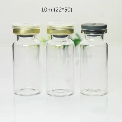 10 Pcs 10ml Glass Bottle,Sterile Transparent Vial,Seals Empty Vials, Lab Sample Vial, Empty Vials with Self Healing Injection Port,With Flip Off A...