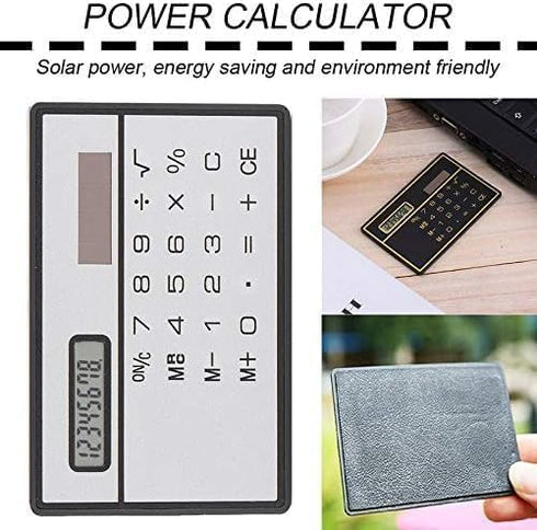 8 Digit Silver and Black Ultra Thin Solar Power Calculator with Touch Screen Credit Card Design Portable Mini Calculator for Business School Basic...