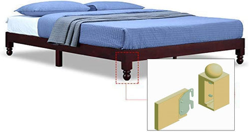 Universal Wood Rail Hook Plates for Footboard Frame, Replacement Wooden Bed Frame Bracket Headboard (Set of 4)...