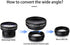 Phone Camera Lens, Professional Attachment Universal Clip on Cell Phone Photography Camera Attachable Mobile Extra 0.45X Wide Angle 12.5X Super Ma...