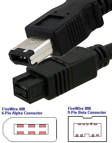 AYA 3Ft (3 Feet) FireWire Cable IEEE-1394b 9pin-6pin 800/400Mbps Compatible with Windows, Mac, Sony iLink...