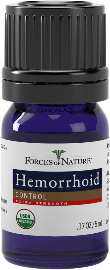 Forces of Nature Hemorrhoid Control Extra Strength, Organic Homeopathic Medicine with Witch Hazel, Horse Chestnut, and Soothing Essential Oils for...