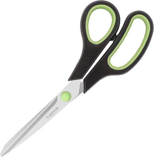 Scissors, Stainless Steel Cutting Blade Rubber Handle, Black and Green, 8", 1 Piece...