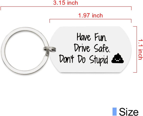 Teenager Gifts for Son Daughter Birthday Gift From Mom for Teens Boy Girls Have Fun Be Safe Don't Do Stupid Keychain...