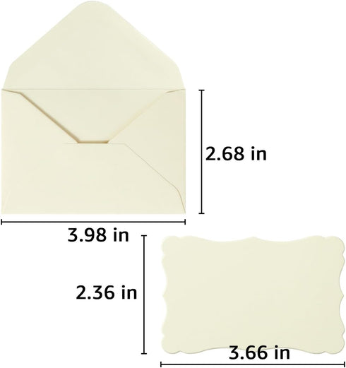 100 Pack Mini Envelopes with Blank Note Cards Small Self-Adhesive Envelopes Small Business Card Envelopes(4 x 2.7 Inches, Cream)...