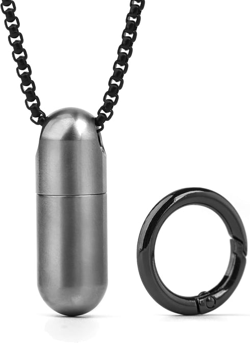 TISUR Titanium Pill Case with 28'' Necklace Chain,Micro Keychain Pill Holder.Waterproof Pill Fob for Emergency Aspirin & Nitroglycerin for Travel ...
