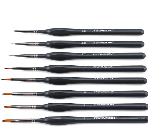 Transon Fine Detail Art Paint Brush Set 8pcs with Triangular Handle for Miniatures Model Craft Face Painting Suitable for Acrylic Gouache Watercol...