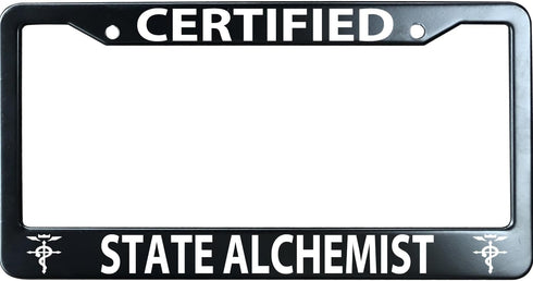 Certified State Alchemist Fullmetal Alchemist License Plate Frame, Funny Humor Stainless Steel Auto Car Tag Frame, License Plate Cover Holder, 2 H...