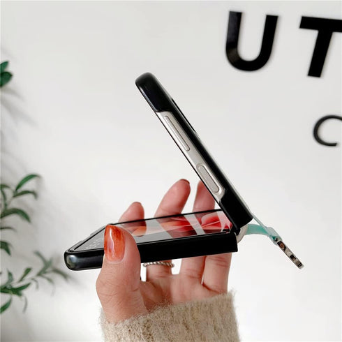 Lunivop Compatible with Samsung Galaxy Z Flip 3 5G Case Metal Ring Ultra Slim Cover Hard Plastic PU Leather Shockproof Phone Case Fashion (for Gal...