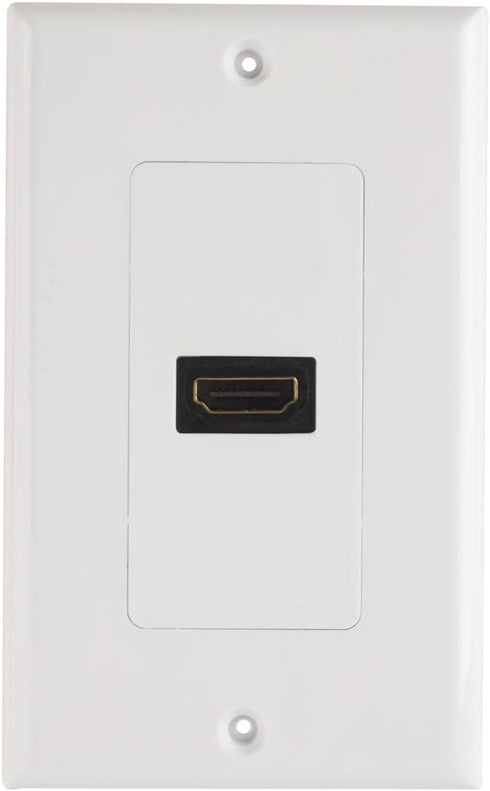 TENINYU Single HDMI Wall Plate (1 Port) - 4K UHD, ARC, and Ethernet Pass-Thru Support (1-Gang) White - for 1 HDMI (1-Port)...