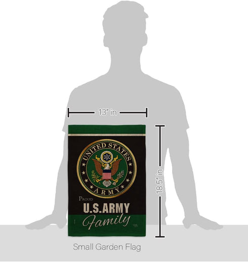 Army Proudly Family Burlap Garden Flag - Armed Forces Rangers United State American Military Veteran Retire Official - House Decoration Banner Sma...