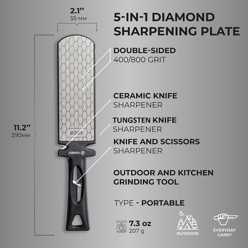 GANZO Firebird ProSharp Multifunctional Diamond Tungsten Steel Ceramic Sharpener - Double Sided Stone - Outdoor Field Knife Sharpener - Pointed To...