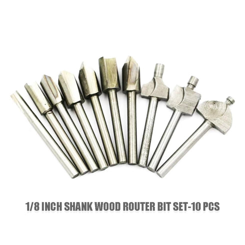 Router Bit 1/8 Inch Shank Wood Carving Router Bit Set, Rotary Tools Bits for Wood Carving, DIY Handcraft, Woodworking Carpentry Work-10 PCS...