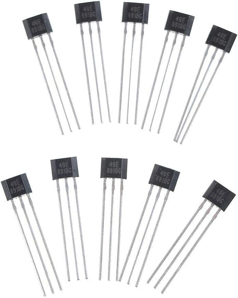 10Pcs Black Hall Element 49E Oh49E Ss49E Linear Sensor Hall Sensor Hall Effect Sensors Industrial Electrical...