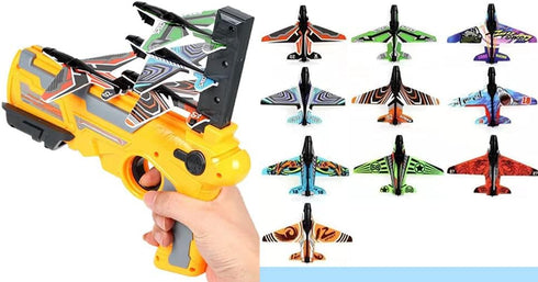 Airplane Launcher Toy Catapult Aircrafts Gun with 14 Foam Aircrafts, Shooting Games Outdoor Sport Activity Birthday Gifts Party Gifts for Kids Tod...
