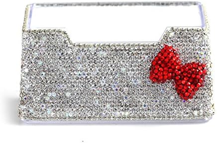 Bling Pure Handmade Bling Bling Rhinestones Stainless Steel Metal Business Card Holder Name Card Case (Red bow)...