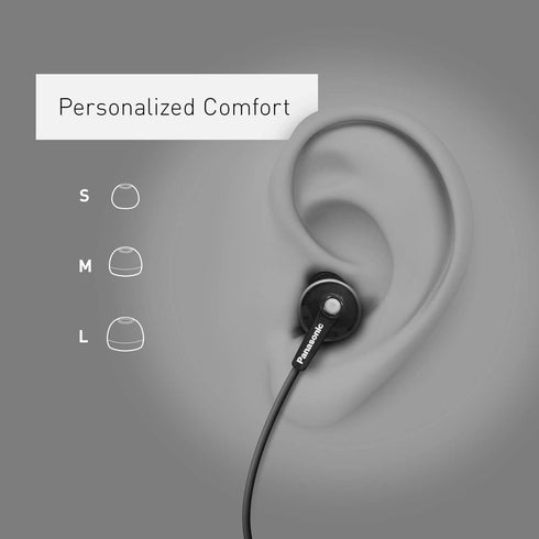 Panasonic ErgoFit Wired Earbuds, In-Ear Headphones with Microphone and Call Controller, Ergonomic Custom-Fit Earpieces (S/M/L), 3.5mm Jack for Pho...