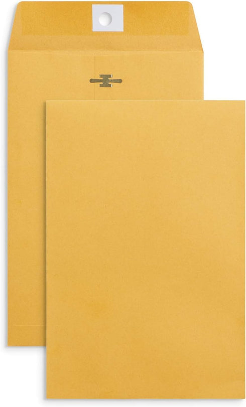 Clasp Envelopes, 6" x 9" Envelopes, Gummed Flap With Metal Clasp Closure, Perfect For Office, Home And School Use, 28Lb Brown Craft Envelopes - 6"...