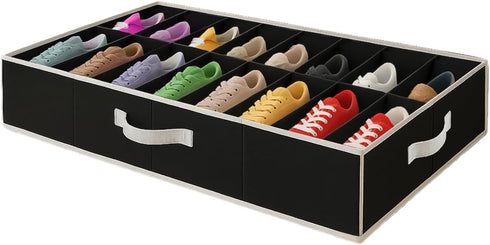 HOLDN' STORAGE Extra-Large Under Bed Shoe Storage Organizer - Underbed Storage Solution Fits Men's and Women's Shoes, High Heels, and Sneakers wit...