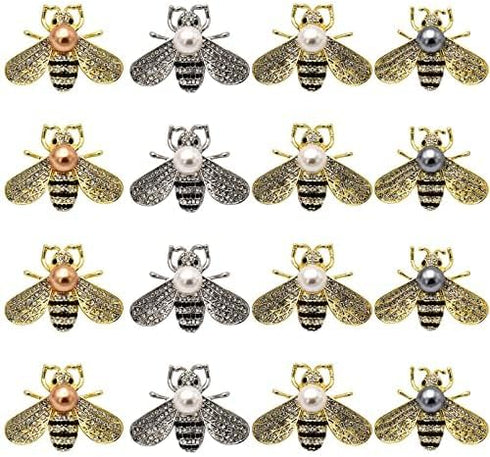 16 PCS Honey Bee Brooches Lapel Pins Crystal Insect Themed Bee Brooches...
