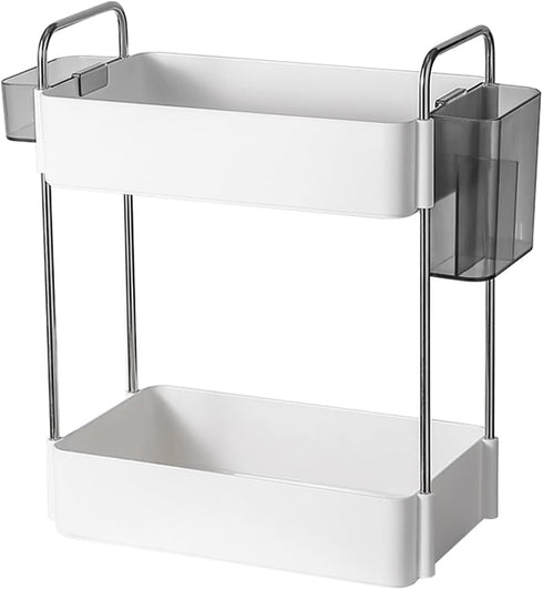 2-Tier Adjustable Countertop Organizer Tray Dual-Level Spice Rack and Cosmetic Storage Multipurpose Kitchen Cabinet & Pantry Organizer for Condime...