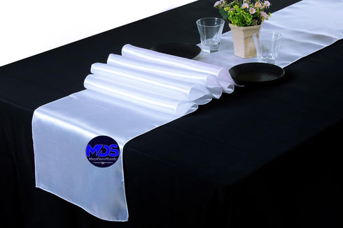 MDS 10 PCS Satin Table Runners 12 x 108 Inch Charmeuse Sateen Silk Table Runner for Indoor Outdoor Wedding Reception Birthday Graduation Party Eve...