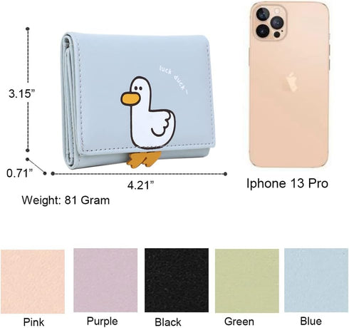 Sunwel Fashion Girls Cute 3D Duck Mini Folding Wallet Tiny Wallet Cash Pocket Card Holder ID Window Purse for Women...