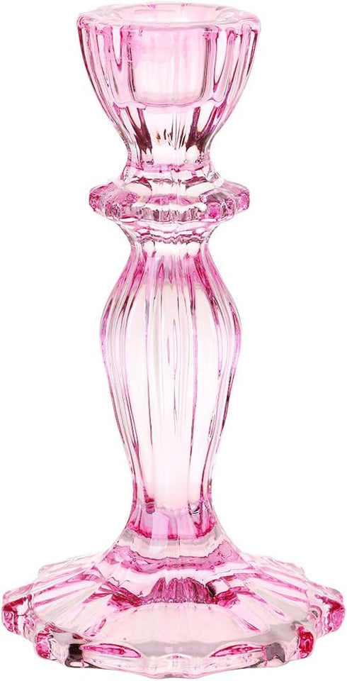 Talking Tables Boho Pink Glass Candlestick Holder Height 16cm One Size Glass Candle Holder,Large...