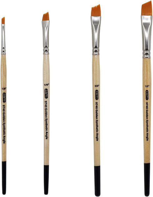ZEM BRUSH Golden Synthetic Angle Shaders Set Sizes 1/8", 1/4", 3/8", 1/2"...
