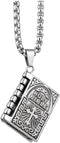 Holy Bible Book Pendant Necklace Openable Prayer Bible Verse Religious Christian Necklace for Men and Women...