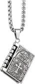 Holy Bible Book Pendant Necklace Openable Prayer Bible Verse Religious Christian Necklace for Men and Women...