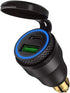 iMESTOU Aluminum DIN Plug 30W 5A Power Delivery Motorcycle Dual USB Charger QC 3.0 Quick Charge Power Adapter Waterproof Fits for 12V-24V BMW Duca...