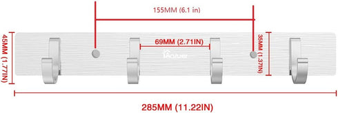 Wall Mount Coat Hook, 4 Hooks Aluminum Alloy Coat Hangers Rack Robe Hat Clothes Hook Wall Coat Rack Hooks Silver...