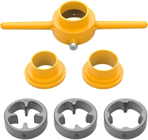 6Pcs PVC Thread Maker Tool Pipe Threader Plumbing Tool Kit Plastic Pipe Round Die Set with 3 Dies 1/2", 3/4" and 1" NPT Die Set Manual Hand Tool f...