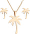 Stainless Steel Hawaii Tropical Plant Pendant Necklace for Women Coconut Palm Tree Stud Earrings Beach Set Jewelry (Gold)...