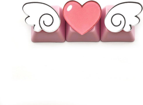 Personalized Cute Pink Keycaps,Love Heart and Wings Keycaps,Compatible with Cherry MX Switches Mechanical Keyboard (3 Keys OEM R4 Profile)...