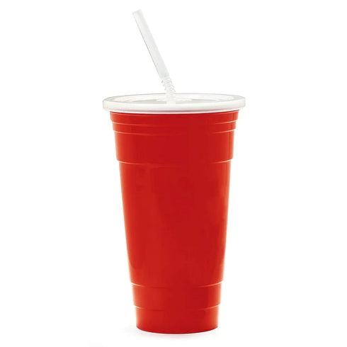 G.E.T. SC-32-SET-R Red 32 oz. Reusable Plastic Tumbler Set, 1 Count (Pack of 1)...