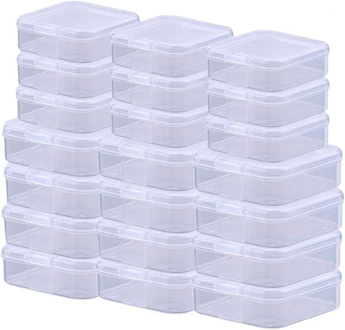 Rocutus 24 Pack Small Clear Plastic Storage Containers with Lids,Beads Storage Box with Hinged Lid for Beads,Earplugs,Pins, Small Items, Crafts, J...