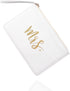 MGupzao Mrs Clutch Purse Bridal Shower Engagement & Honeymoon Gift Bride Bag Crossbody with Removable Chain White and Gold...