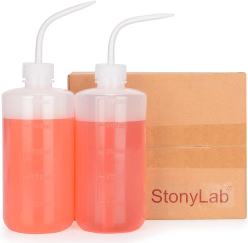 stonylab Chemical Wash Bottle, 2-Pack Plastic Safety Lab Squeeze Wash Bottle, LDPE with Narrow Mouth, 500 ml (16 oz)/2 Bottle...