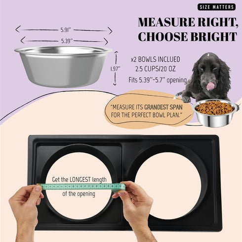 25oz Stainless Steel Dog Bowls Set 2 Pack for Replacement Dog Bowl for Stand, 3.1 Cups Metal Dog Bowls with 1.89 inch Deep, Dog Water Bowl for Rai...