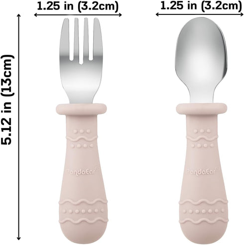 PandaEar 6 Pack Toddler Plates and Utensils Set, 2 Pack Silicone Baby Plates with Suction and 4 Stainless Steel Baby Spoons Forks, Toddler Dinnerw...