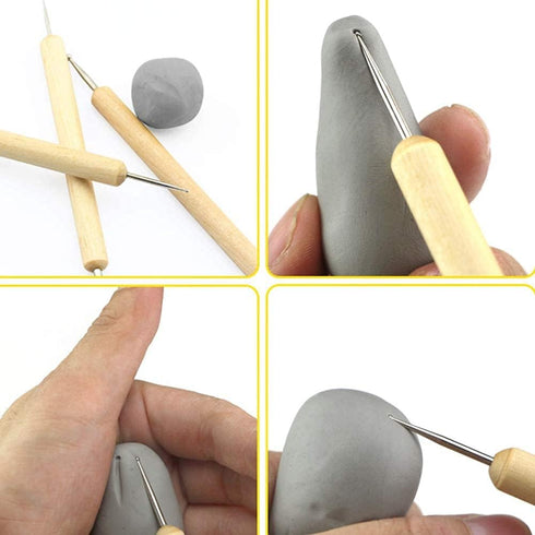 Utoolmart Ball Styluses Dotting Tools, Dual Ends Ball Tip Wooden Handle Nails Dotting Decorative Tools, Embossing Pattern Clay Sculpting Wax Polym...