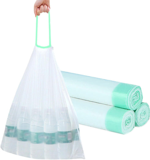 4 Gallon Small Trash Bags 45Count Bathroom, Thickened Drawstring Faint Scented White Mini Garbage Bags for Home, Office, Kitchen (Green Drawstring...