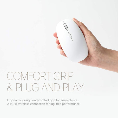 POUT - H4 Qi Wireless Charging Rechargeable Wireless Mouse - for Desk Works w/Wireless Chargers - Ambidextrous/Silent/Optical (White)...