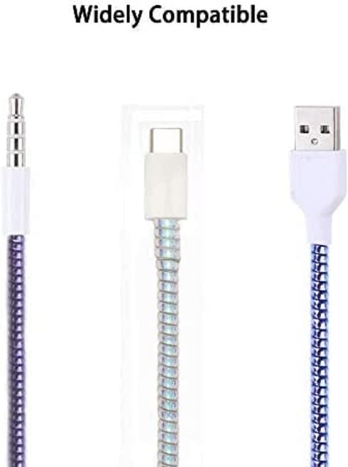 Augen Spiral Cable Protector Wrap for iPhone and Android Charging Cable, Phone Data Cable Sleeve Protector, Charger Cord Wire Protector (Dark Blue...
