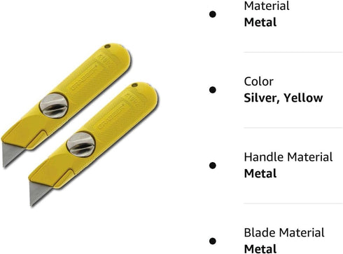 All-Metal Fixed-Blade Utility Drywall Knife - Easy Change Blade, Non-Retractable (2-Pack)...