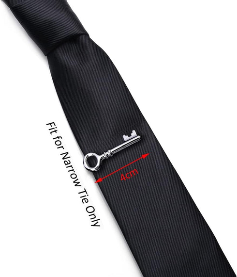 HONEY BEAR Mens Boys Skinny Narrow Key Tie Clip Bar for Wedding Gift 4cm Silver...