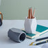 Silicone Pencil Holder Geometric Pen Holder Pen Cup for Desk Cute Office Desktop Stationery Organizer Makeup Brush Holder (White)...
